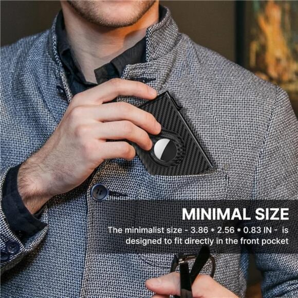 Mens Smart Wallet Card Holder for AirTag: Leather, Compatible with Apple Air - Picture 5 of 7